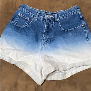 Blue fade to white jean shorts
